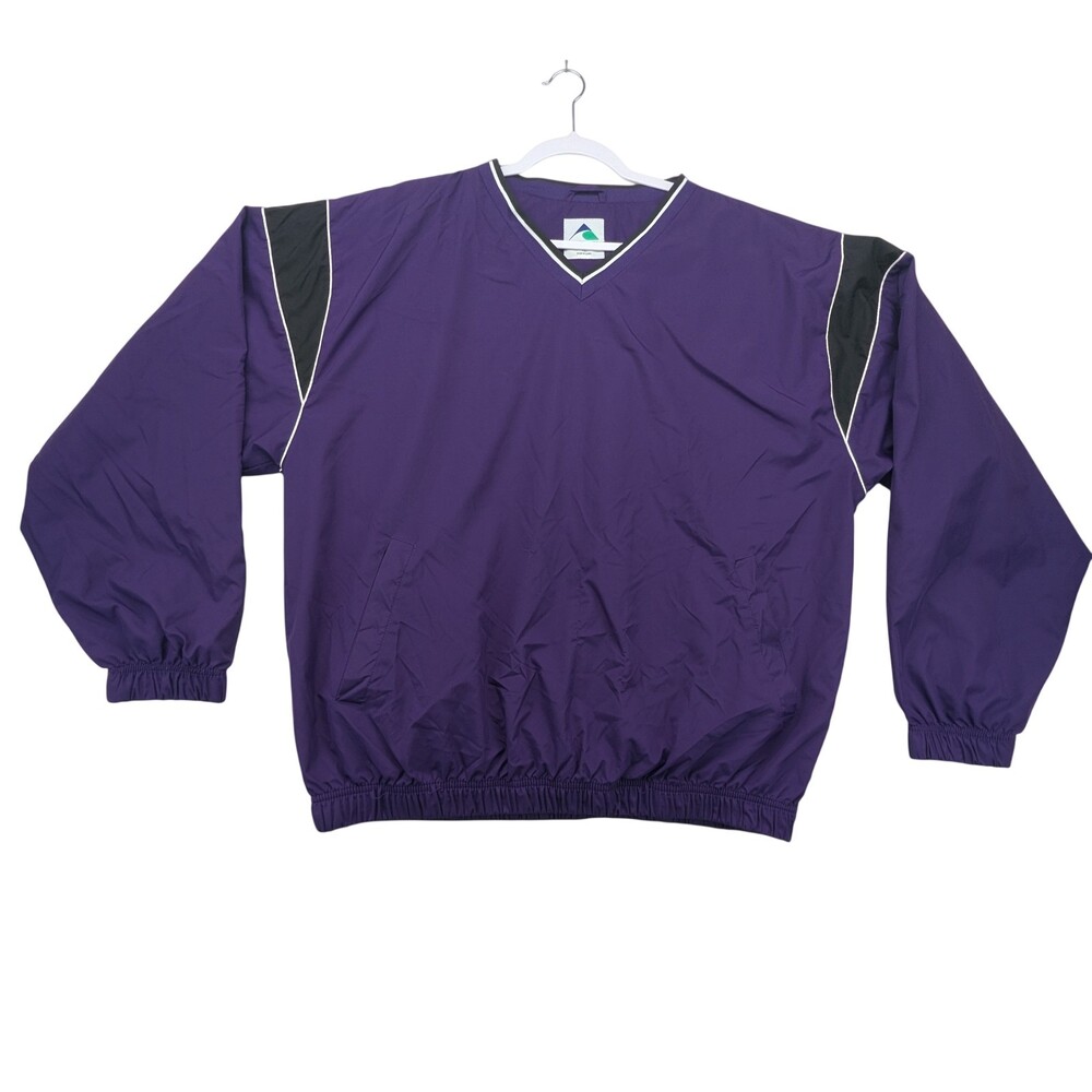 Augusta Sportswear Pullover Mens XL Windbreaker Jacket Purple Black Athletic